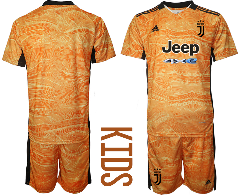 Juventus Orange yellow goalkeeper kids 2021/22 Soccer Kit